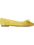 Salvatore Ferragamo Varina Ballerinas, Women's, Size: 7, Yellow/orange, Calf Leather/leather