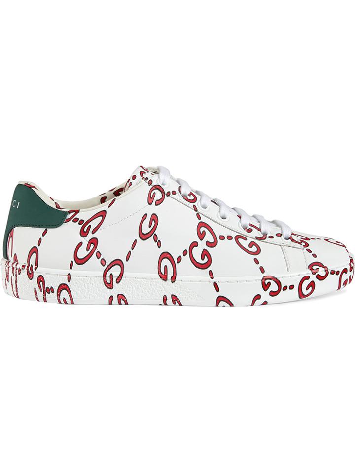 Gucci White Gg Logo Ace Sneakers