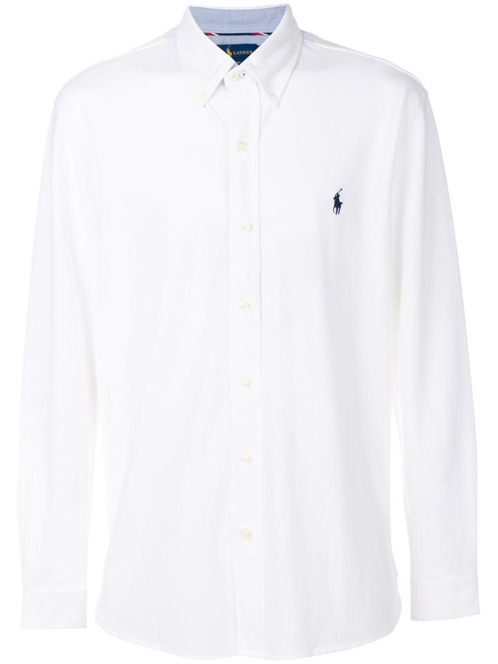 Ralph Lauren Blue Button Down Logo Shirt - White