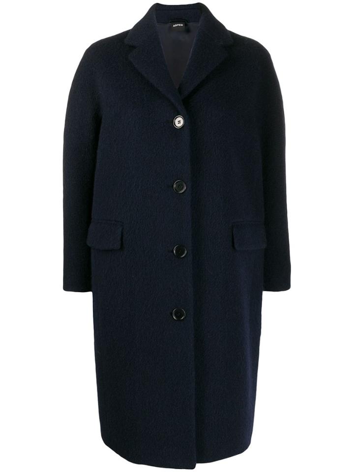 Aspesi Brushed Soft Knit Overcoat - Blue