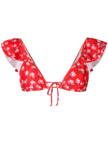 Verdelimon Floral Print Bikini Top - Red