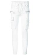 Unravel Project Lace-front Skinny Jeans - White