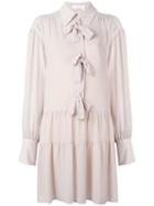 See By Chloé Bow Detail Shirt Dress, Women's, Size: 38, Pink/purple, Polyester
