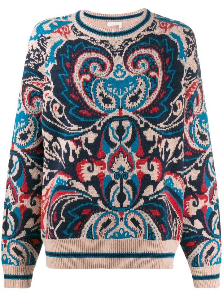 See By Chloé Oversized Patterned Sweater - Blue