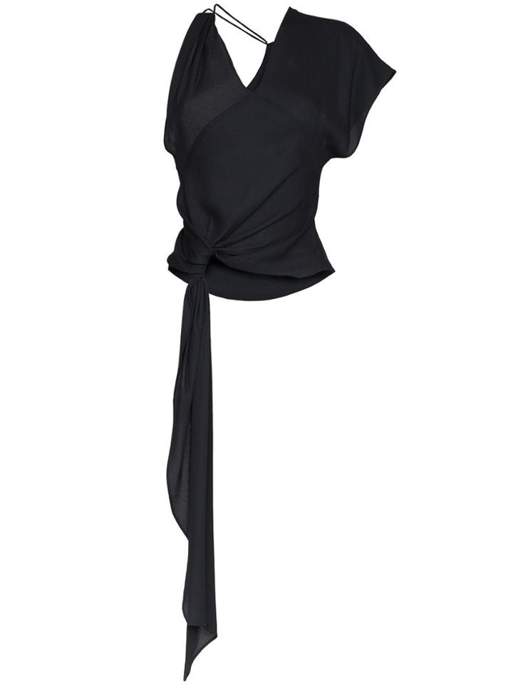 Jacquemus V-neck Asymmetric Crepe Top - Blue
