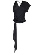 Jacquemus V-neck Asymmetric Crepe Top - Blue