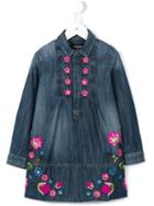 Dsquared2 Kids Floral Embroidered Denim Dress, Girl's, Size: 12 Yrs, Blue
