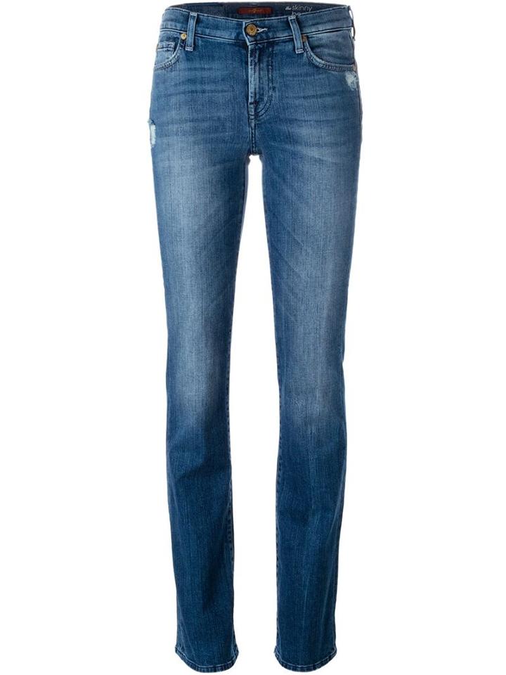 7 For All Mankind Slim Bootcut Jeans, Women's, Size: 28, Blue, Cotton/polyester/spandex/elastane