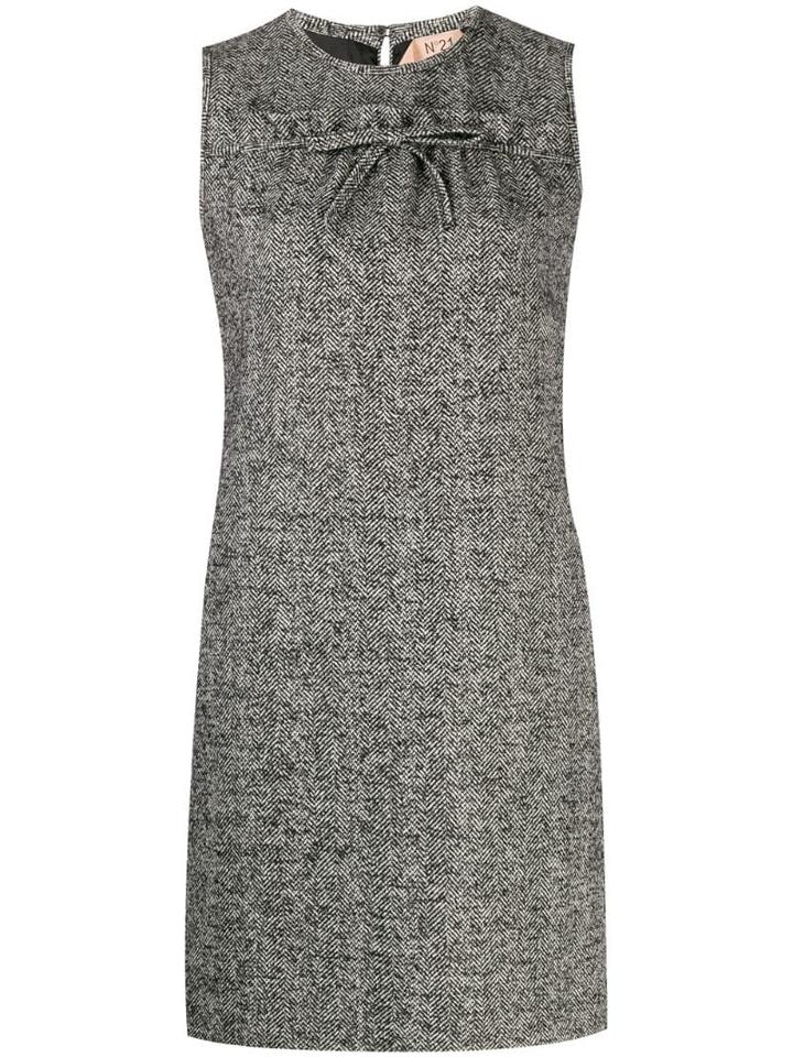 Nº21 Herringbone Tweed Shift Dress - Black