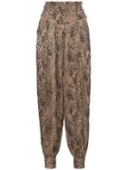 Alessandra Rich Leopard Silk Jacquard Harem Pants - Nude & Neutrals
