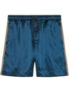 Gucci Bi-material Printed Shorts - Blue
