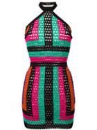 Balmain Halterneck Mini Dress, Women's, Size: 36, Black, Viscose/polyamide