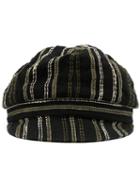 Horisaki Design & Handel Woven Stripe Hat, Men's, Size: Medium, Black, Linen/flax