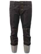 Christopher Nemeth Folded Cropped Jeans, Men's, Size: Medium, Blue, Cotton