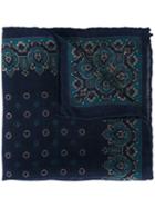Canali Patterned Pocket Handkerchief, Men's, Blue, Wool