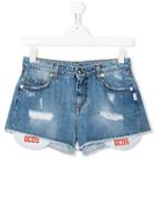 Gcds Kids Teen Classic Denim Shorts - Blue