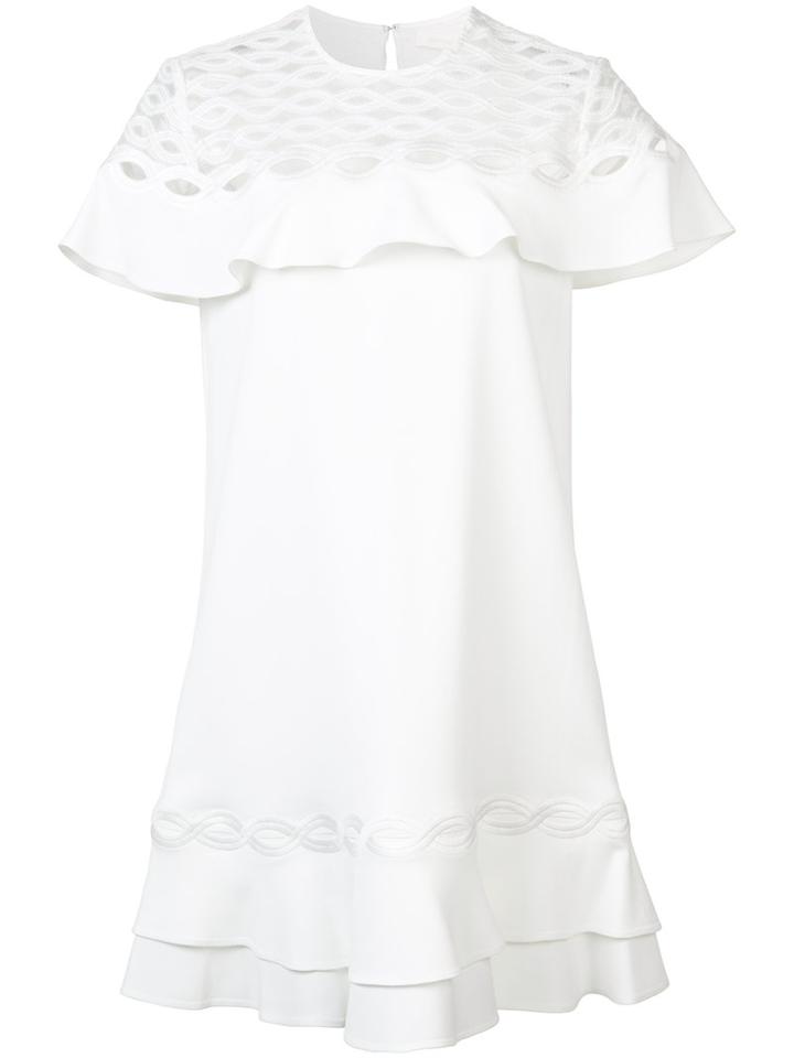 Jonathan Simkhai - Rope Applique Ruffle Dress - Women - Polyester/spandex/elastane/acetate/viscose - 0, Women's, White, Polyester/spandex/elastane/acetate/viscose