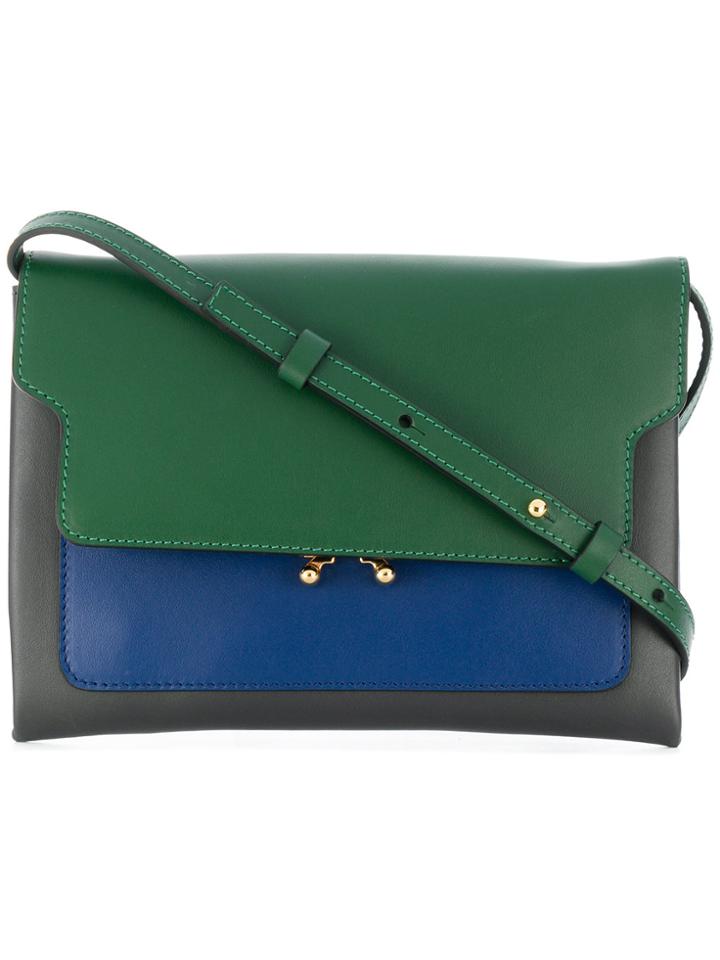 Marni Two-tone Foldover Shouldr Bag - Blue