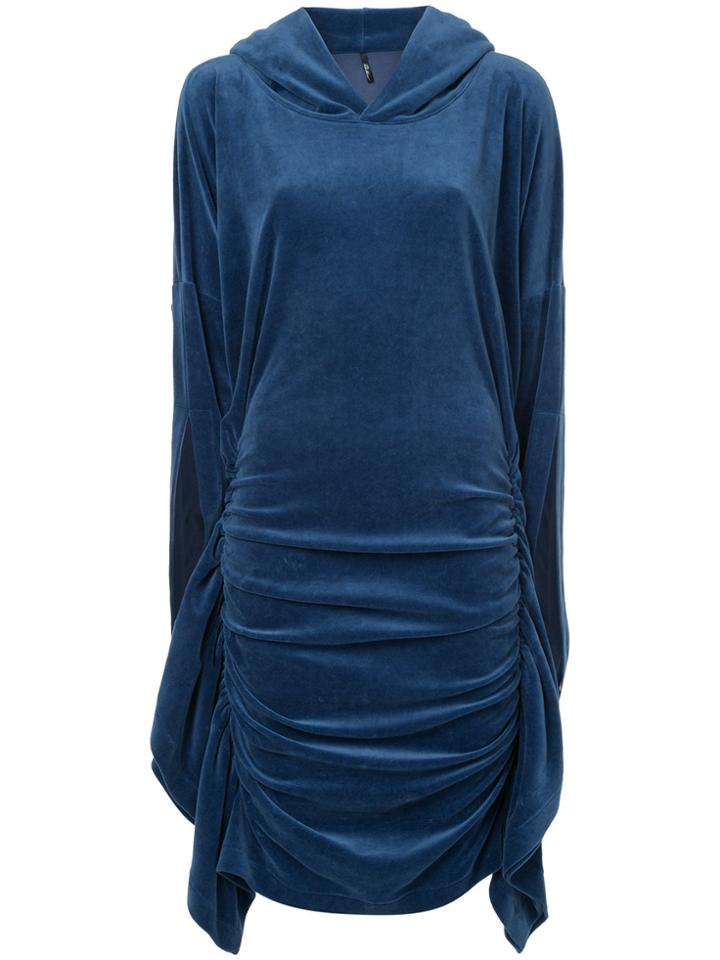 Paula Knorr Ruched Hooded Dress - Blue