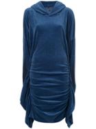 Paula Knorr Ruched Hooded Dress - Blue