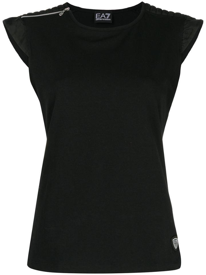 Ea7 Emporio Armani Ribbed Shoulder Tank Top - Black