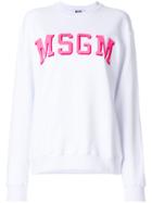 Msgm Logo Applique Sweatshirt - White