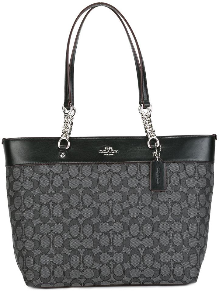 Coach Geometric Pattern Shoulder Bag, Women's, Grey