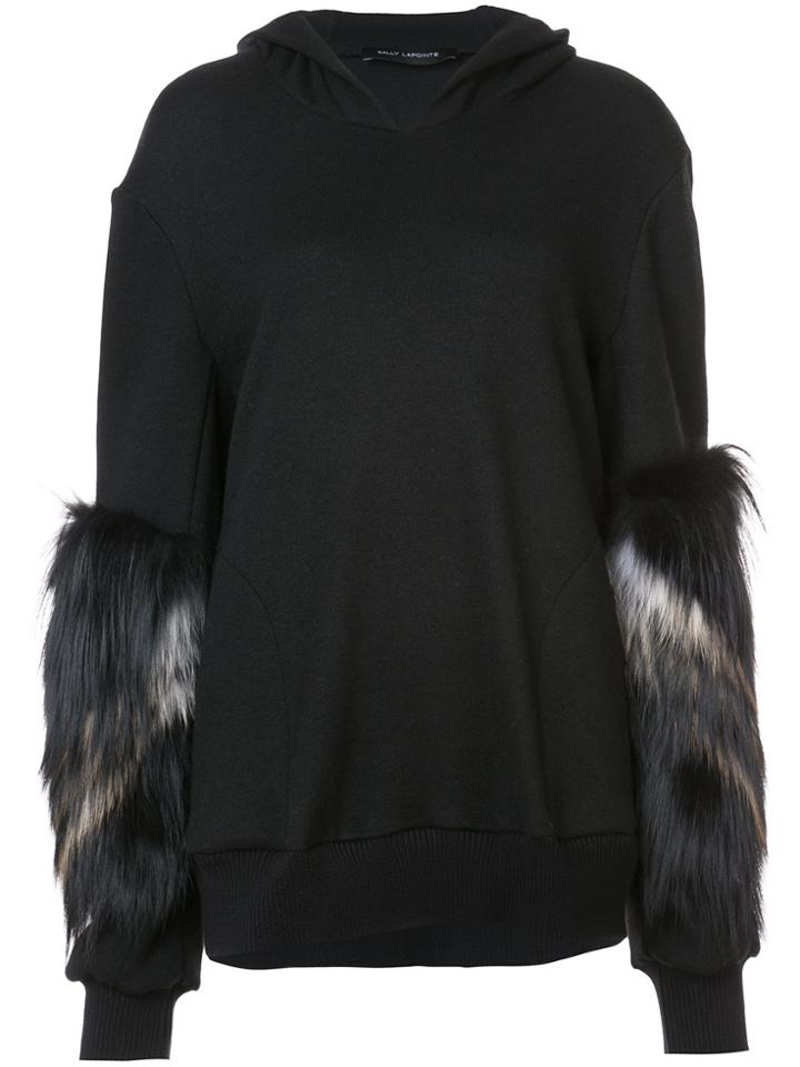 Sally Lapointe Fur Sleeve Hoodie - Black