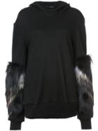 Sally Lapointe Fur Sleeve Hoodie - Black