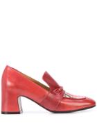 Madison. Maison Block Heel Loafers - Red