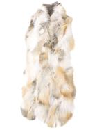 S.w.o.r.d 6.6.44 Sleeveless Midi Fur Waistcoat - Nude & Neutrals