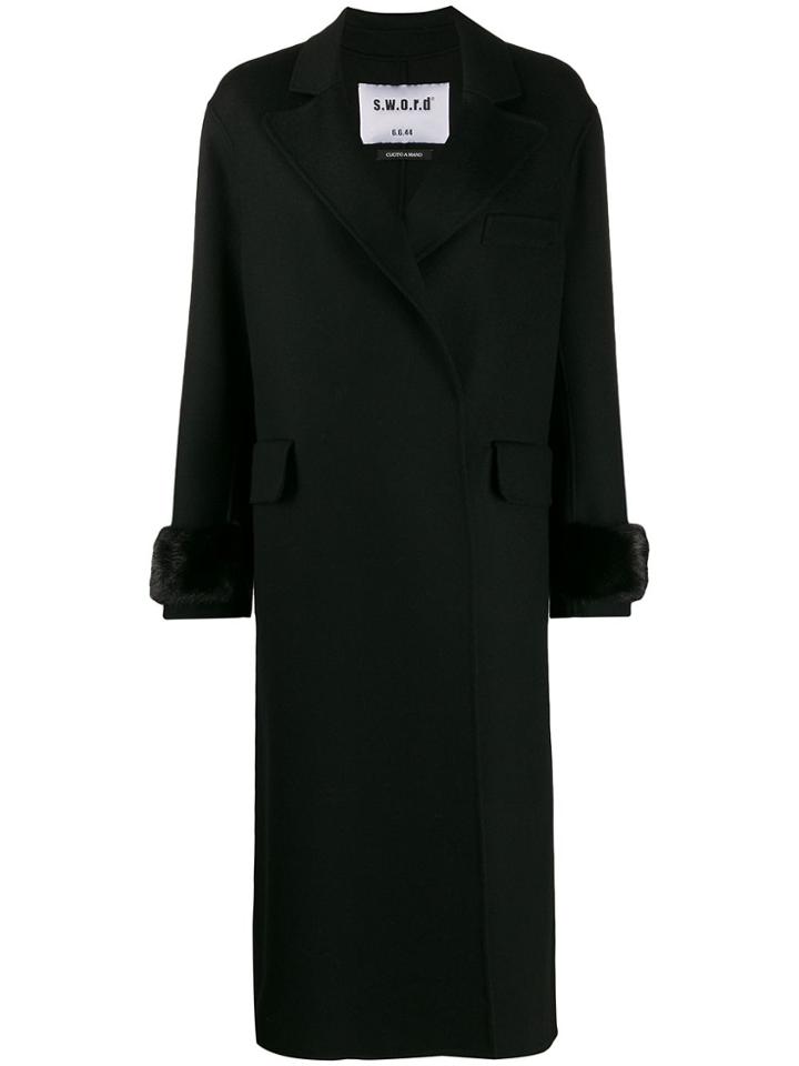 S.w.o.r.d 6.6.44 Fur Cuff Coat - Black