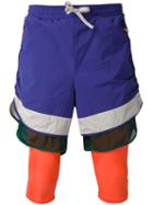 Adidas Adidas X Kolor Layered Track Shorts, Men's, Size: Small, Pink/purple, Nylon/polyester/spandex/elastane/polyester