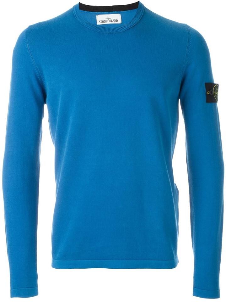 Stone Island Logo Patch Sleeve Detail Sweater