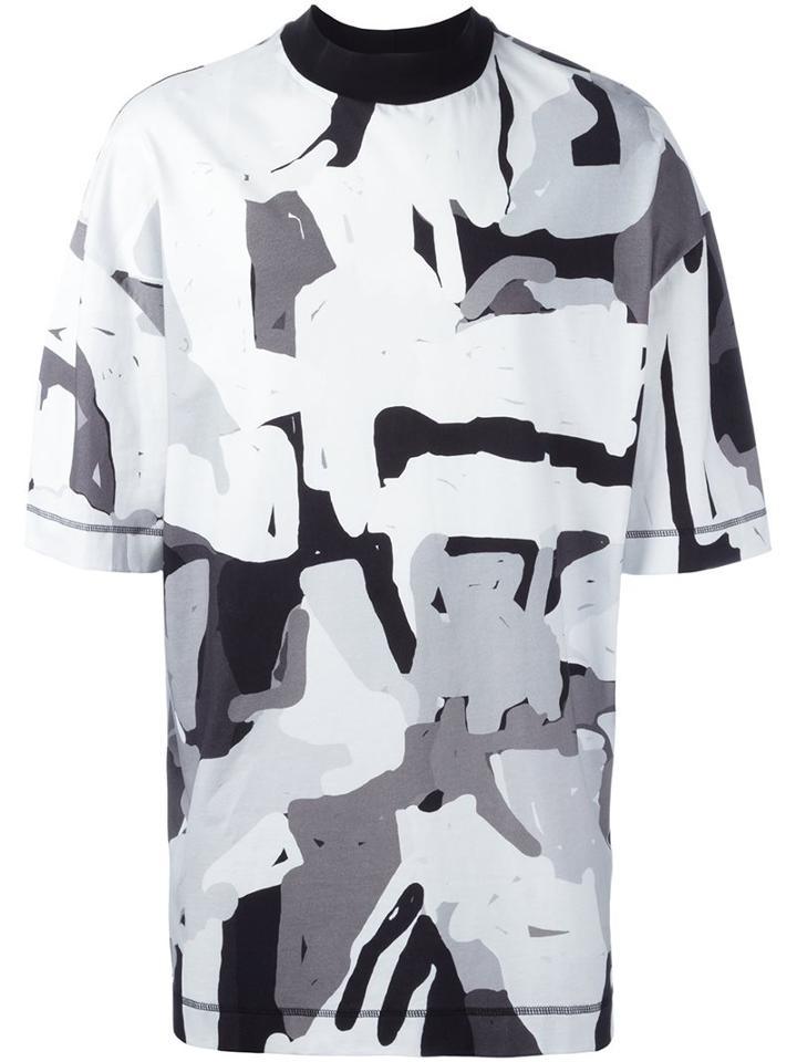 Études Abstract Print T-shirt, Men's, Size: Small, Grey, Cotton