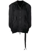 Unravel Project Hooded Cape Bomber Jacket - Black