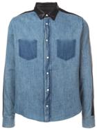 Rta Contrast Material Shirt - Blue