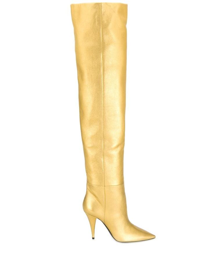 Saint Laurent Kiki Over The Knee Boots - Gold
