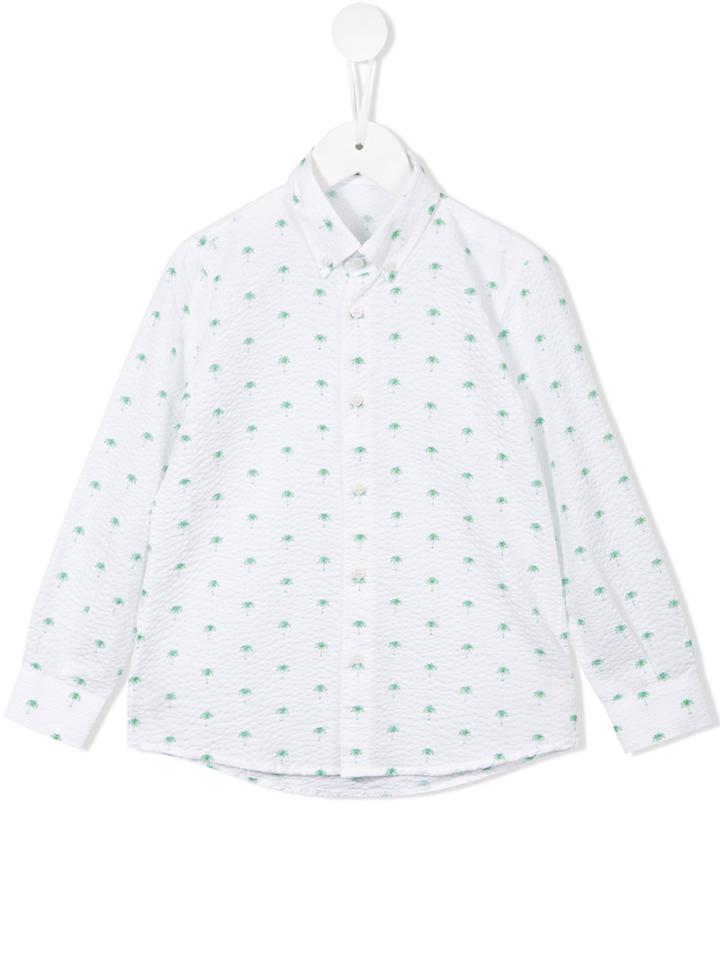 Il Gufo Palm Tree Print Shirt, Boy's, Size: 6 Yrs, White