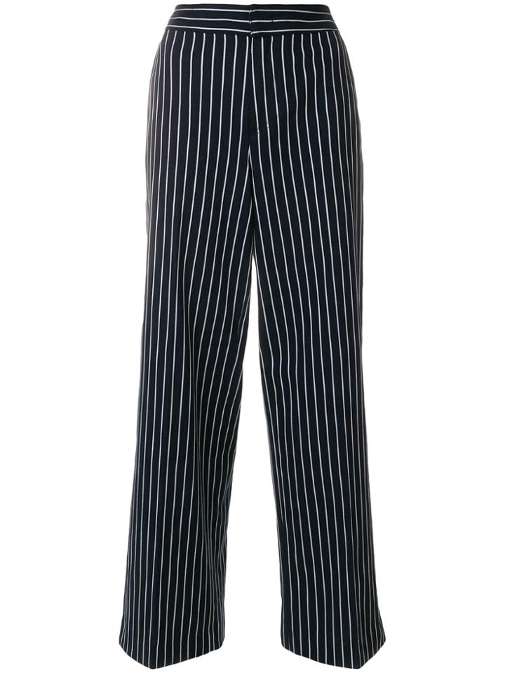 Moncler Chalk Stripe High Waist Trousers - Blue