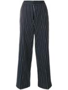 Moncler Chalk Stripe High Waist Trousers - Blue