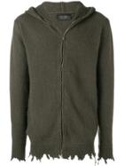 Overcome Distressed Detail Knitted Hoodie - Green