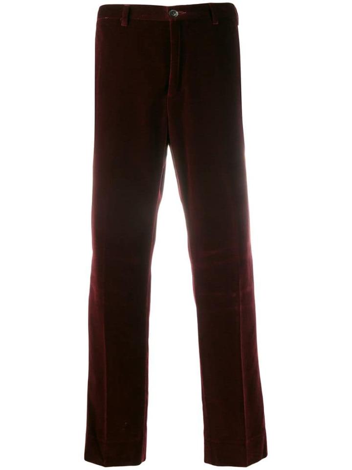 Cobra S.c. Velour Straight Leg Trousers - Red