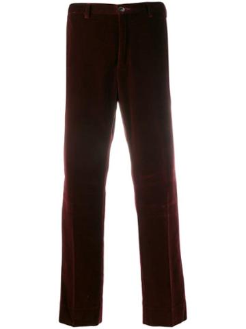 Cobra S.c. Velour Straight Leg Trousers - Red