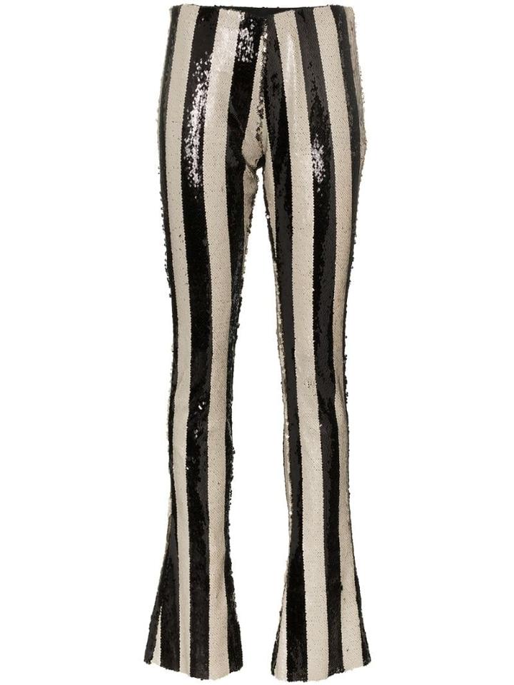 Marques'almeida Stripe Embellished Sequin Trousers - Black