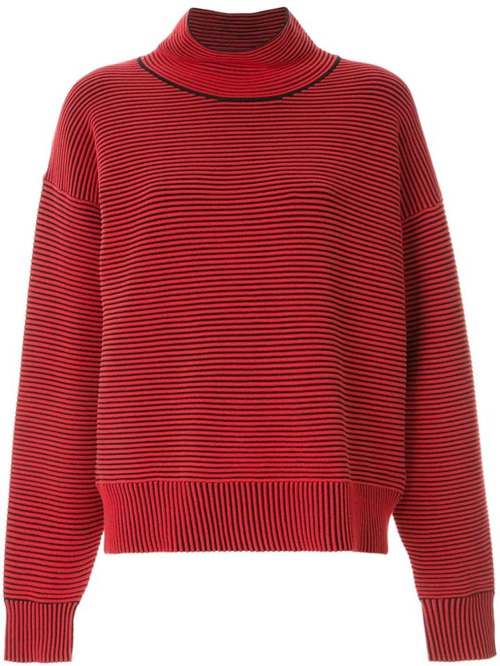Nagnata Ribbed Knit Turtleneck Jumper - Red