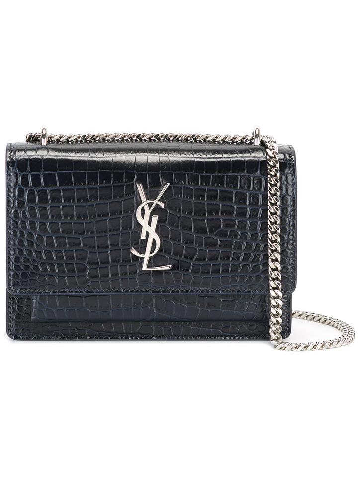 Saint Laurent Monogram Bag, Women's, Blue, Leather