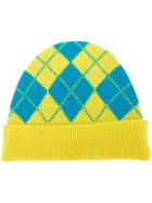 Pringle Of Scotland Argyle Intarsia Beanie Hat - Yellow