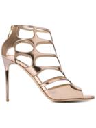 Jimmy Choo Rose Gold Ren 85 Caged Sandals - Metallic