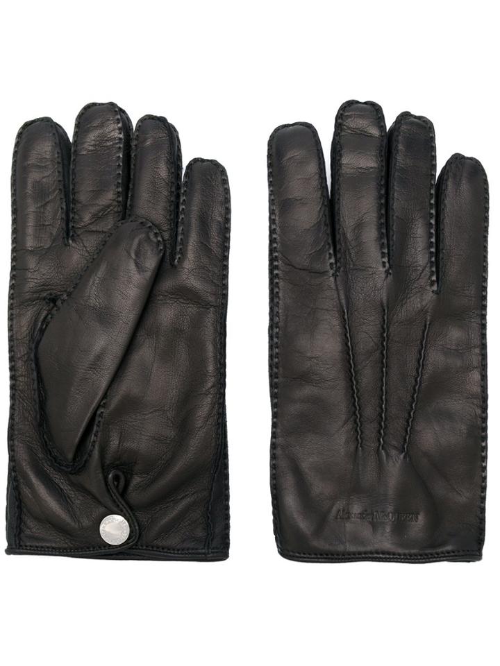 Alexander Mcqueen Logo Embossed Gloves - Black